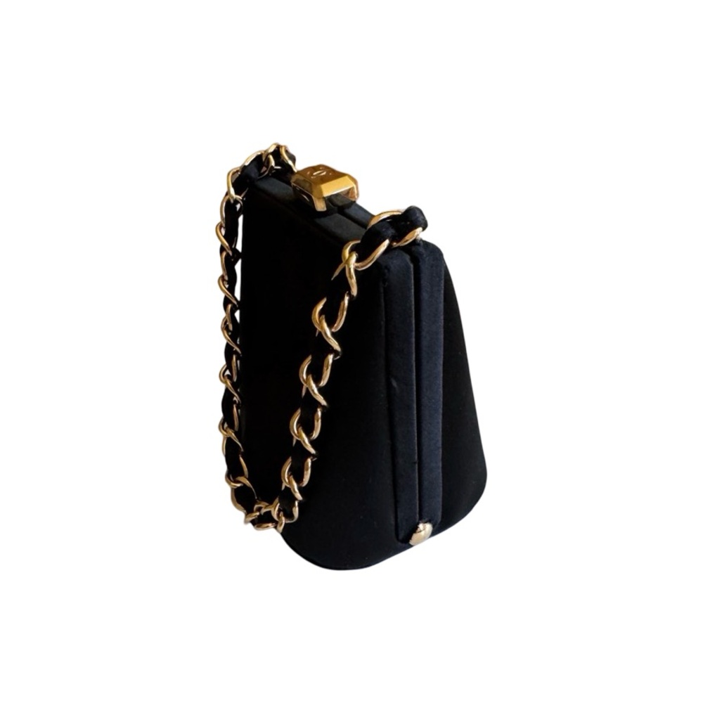 Chanel Satin CC Evening Frame Bag Black